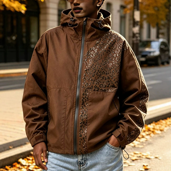 Damen Modische Jacke mit Kapuze und Tierdruck