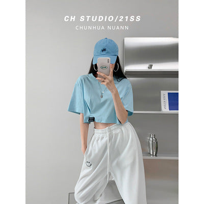 Damen Cropped T-Shirt mit lässigem Schnitt und modernen Details