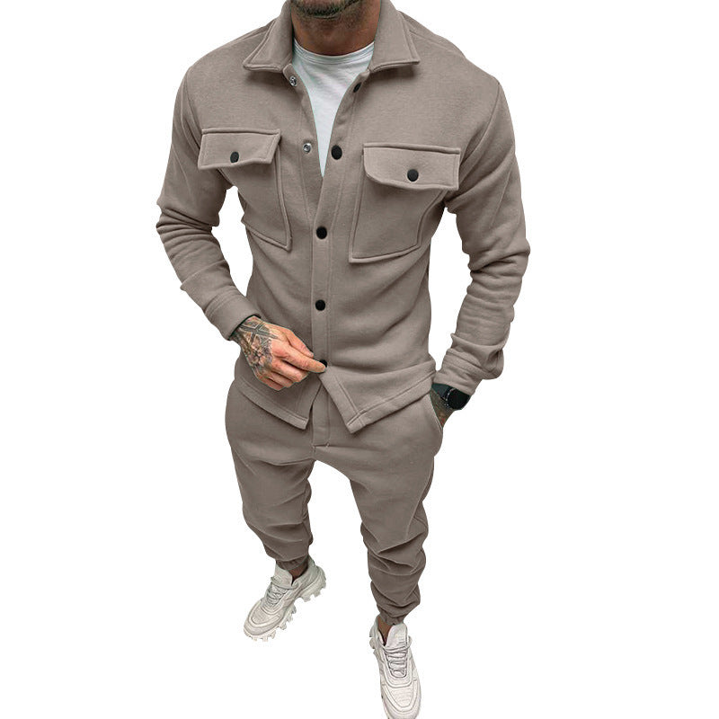Herren Utility-Overshirt aus French-Terry mit Pattentaschen und Druckknopfverschluss Drune