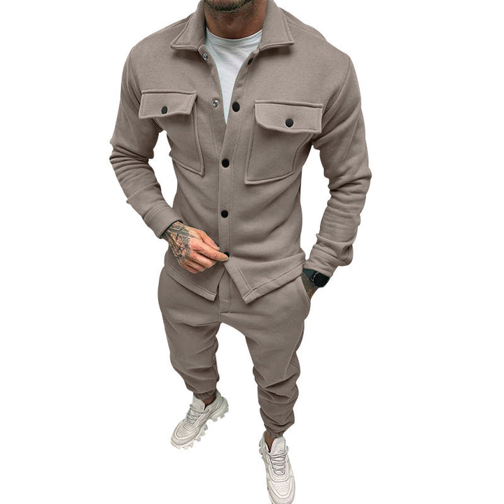 Herren Utility-Overshirt aus French-Terry mit Pattentaschen und Druckknopfverschluss Drune