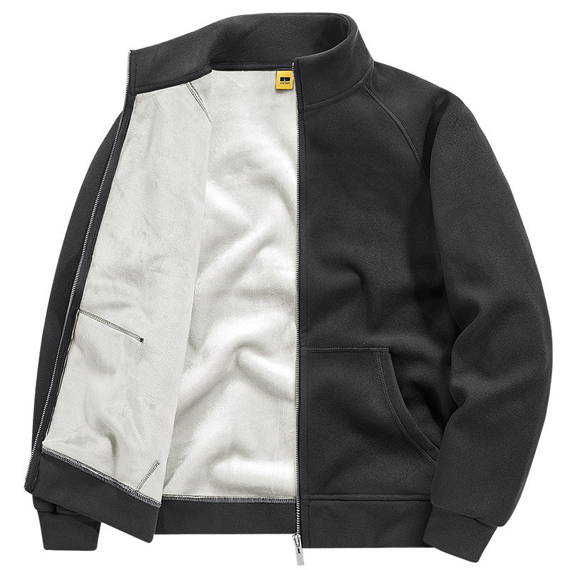 Herren Isolierte Plüschfutter-Sweatjacke mit Stehkragen und verdeckten Innentaschen Drune