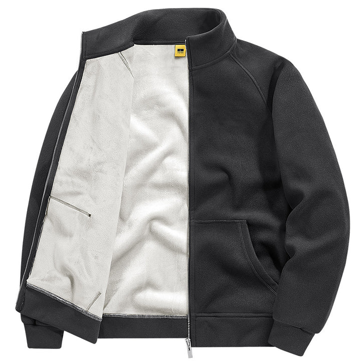 Herren Isolierte Plüschfutter-Sweatjacke mit Stehkragen und verdeckten Innentaschen Drune