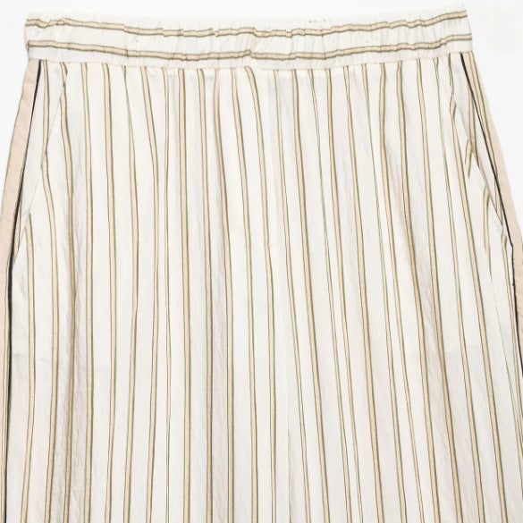 Damen Weite High‑Waist Palazzohose mit vertikalem Streifenmuster und elastischem Bund Drune