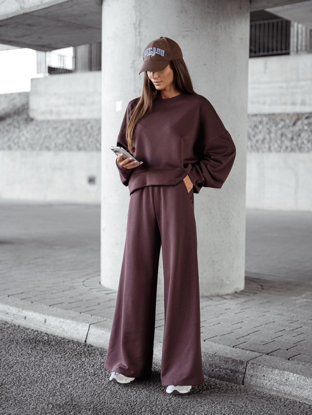 Damen Bequemer Oversized Freizeitanzug mit weitem Schnitt und übergroßem Kragen Drune