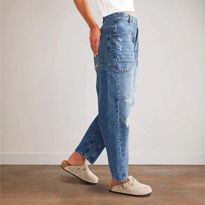 Damen Denim-Hosen mit großflächigen Taschen Drune