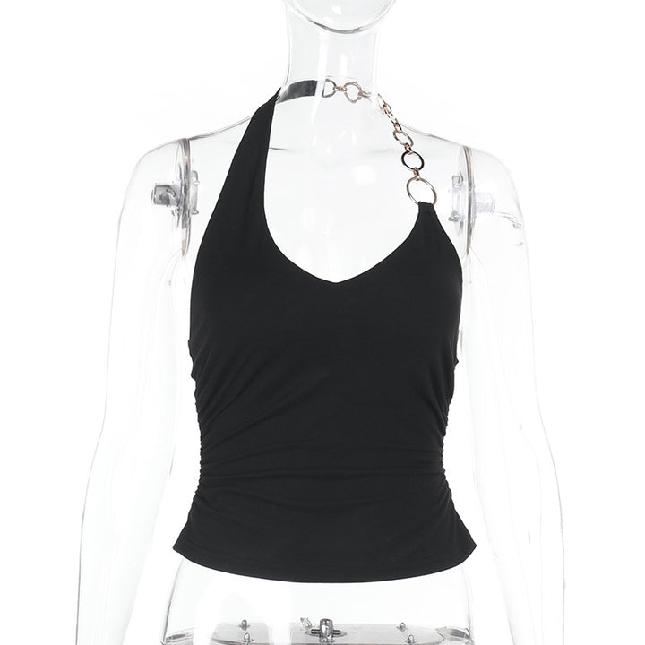 Damen Sportliches Haltertop mit dekorativem Ringdetail Drune