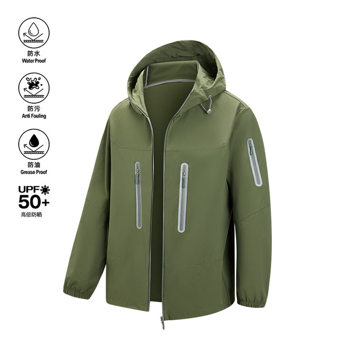 Herren Packbare Technical-Softshelljacke mit Kapuze, getapten Reißverschlüssen und Brusttaschen Drune