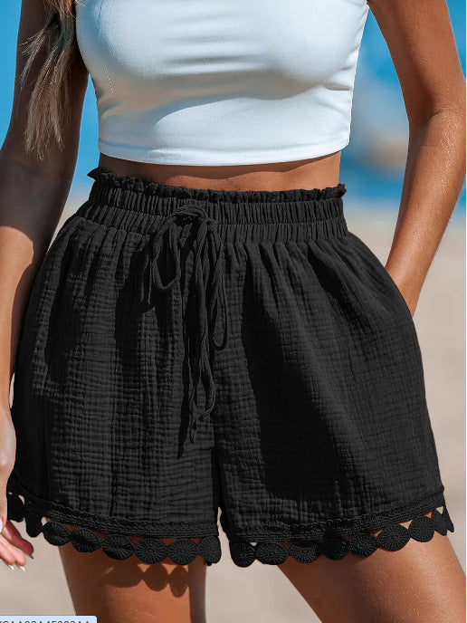 Damen Sommerliche Shorts mit Spitzenbesatz Drune