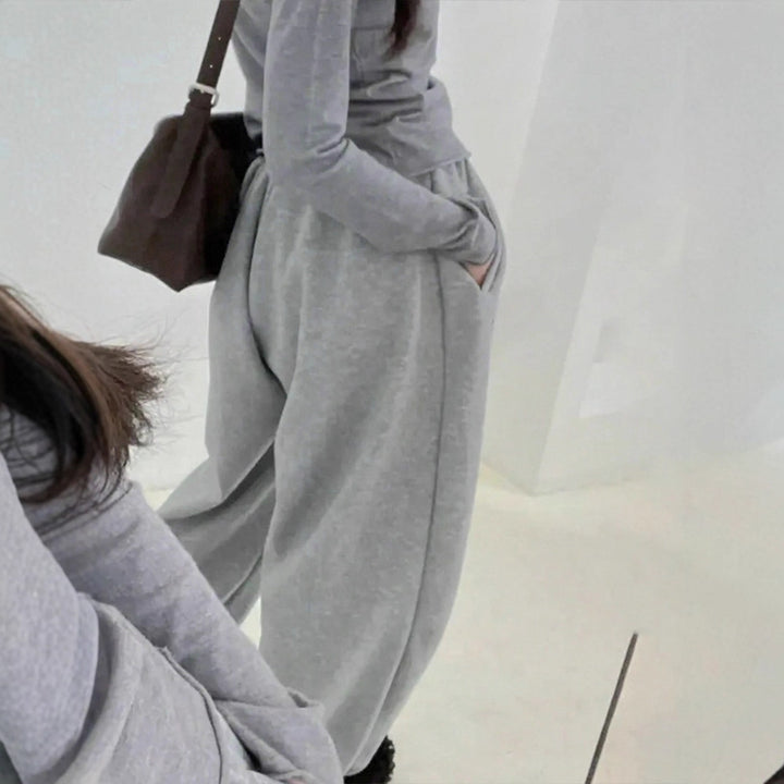 Damen bequeme Sweatpants mit elastischem Bund und legerem Schnitt Drune
