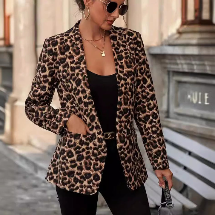 Damen Blazer im trendigen Animal-Print mit elegantem Revers und praktischen Taschen Drune