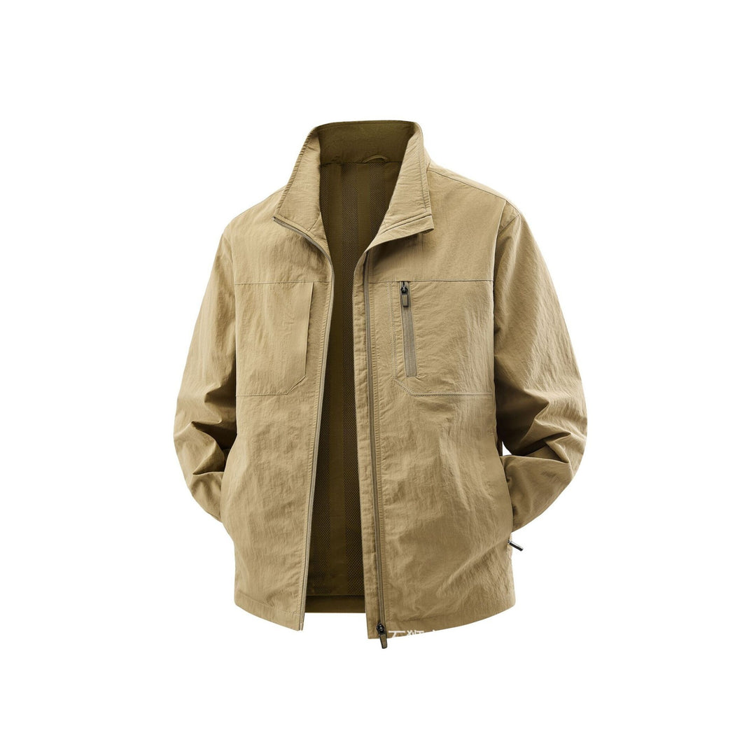 Herren Leichte Field-Utility-Jacke mit Mesh‑Futter, Stehkragen und Reißverschlusstaschen Drune