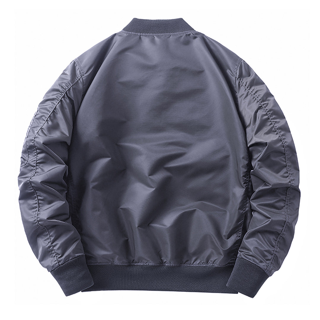 Men's  slim nylon bomber jacket with camouflage lining sleeve zip utility tab Drune