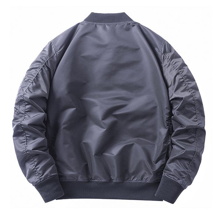 Men's  slim nylon bomber jacket with camouflage lining sleeve zip utility tab Drune