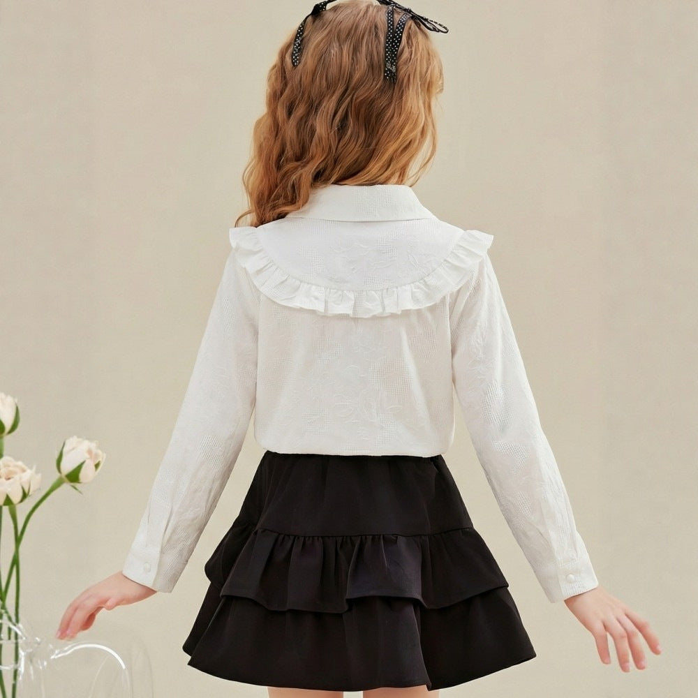 Mädchen Bluse mit Rüschenkragen Drune