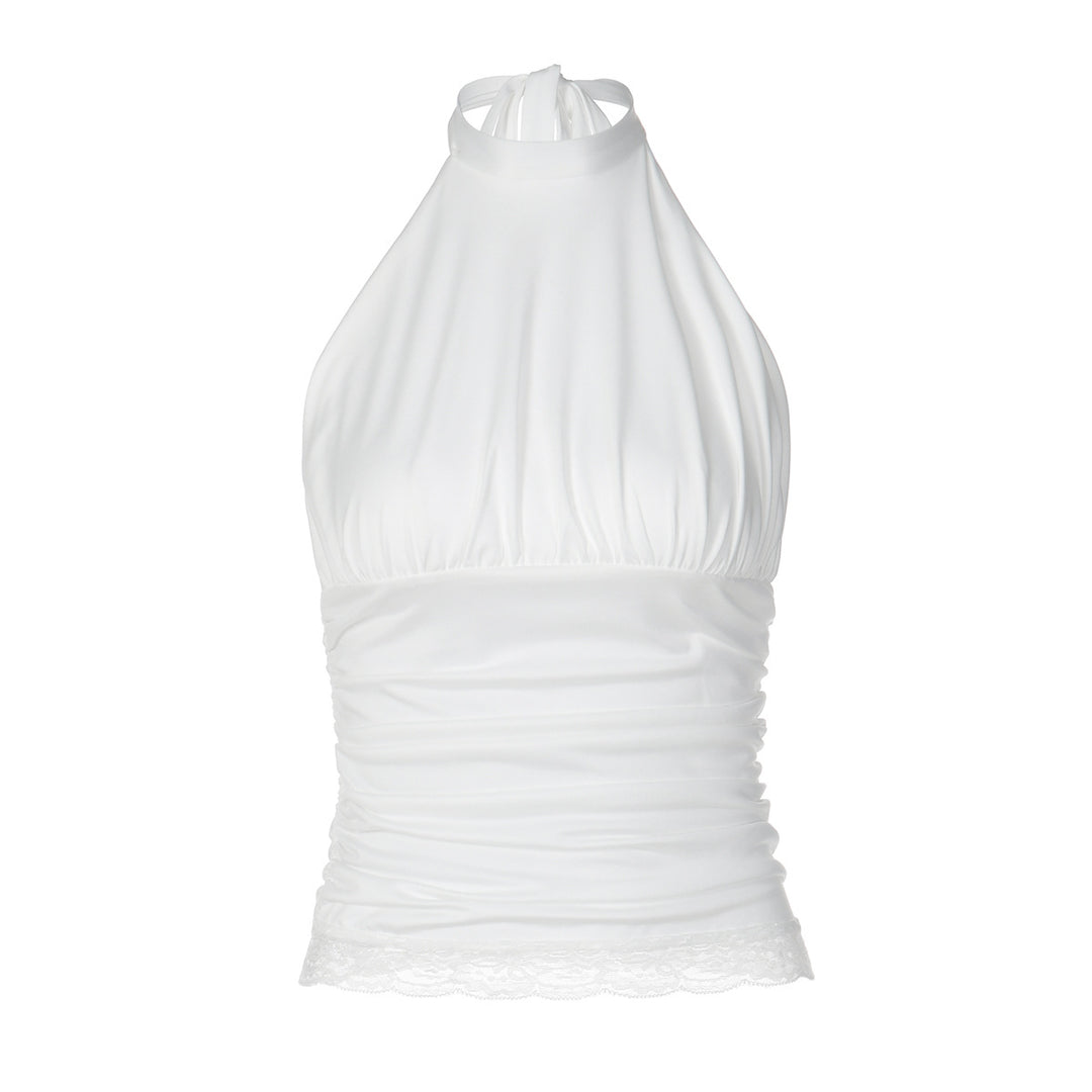 Damen Haltertop mit Raffungen Drune