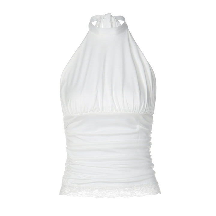 Damen Haltertop mit Raffungen Drune