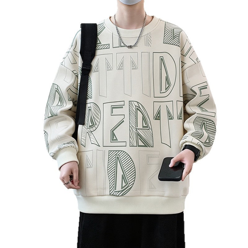 Herren Oversized-Sweatshirt mit großflächigem Lettering-Print und geripptem Saum Drune