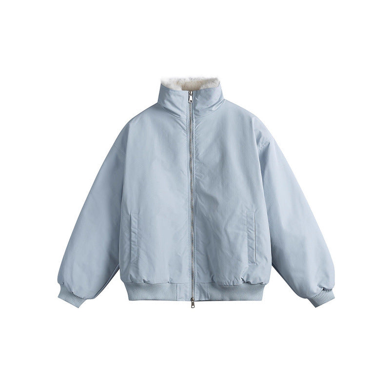 Damen Kurze Boxy-Steppjacke mit hohem Schalkragen, Teddykragen und elastischen Rippbündchen Drune