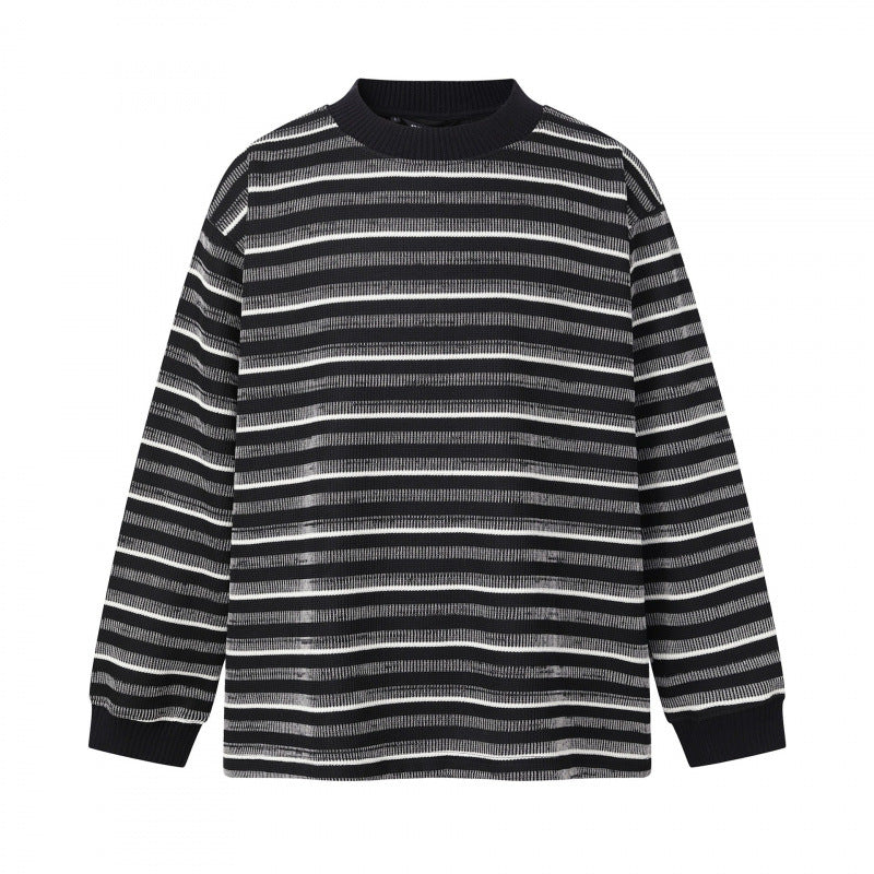 Unisex Feinstrickpullover im Boxy-Schnitt mit Rundhals und maritimen Streifen Drune