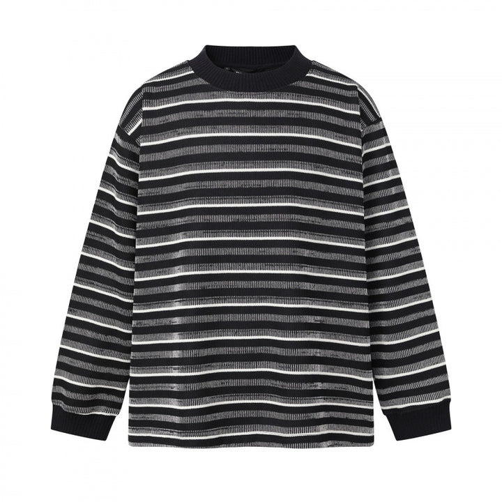Unisex Feinstrickpullover im Boxy-Schnitt mit Rundhals und maritimen Streifen Drune