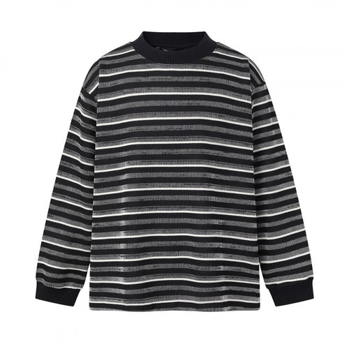 Unisex Feinstrickpullover im Boxy-Schnitt mit Rundhals und maritimen Streifen Drune