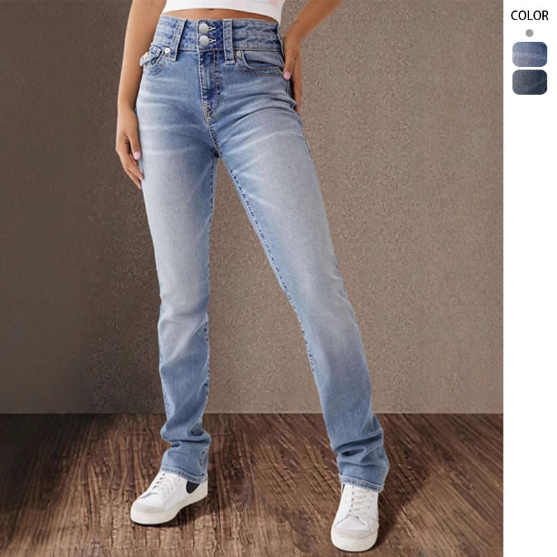 Damen High-Waist Jeans im Vintage-Look mit figurbetontem Schnitt Drune