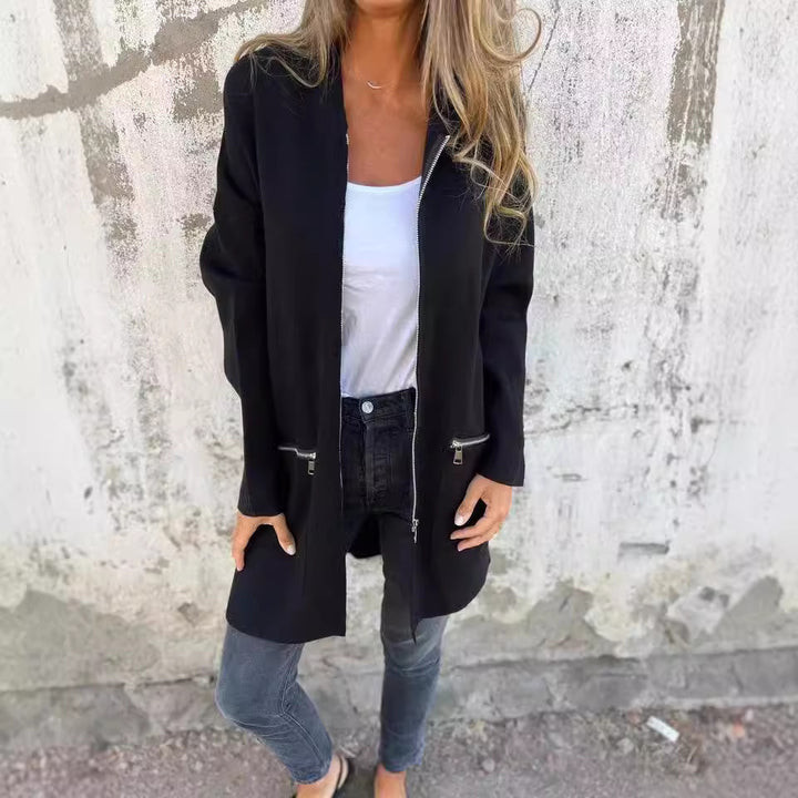Damen Oversized Jacke mit praktischen Reißverschlusstaschen Drune