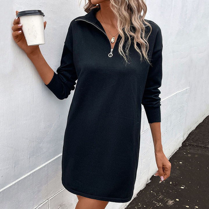 Damen Sportlicher Pulloverkleid mit Reißverschluss Drune