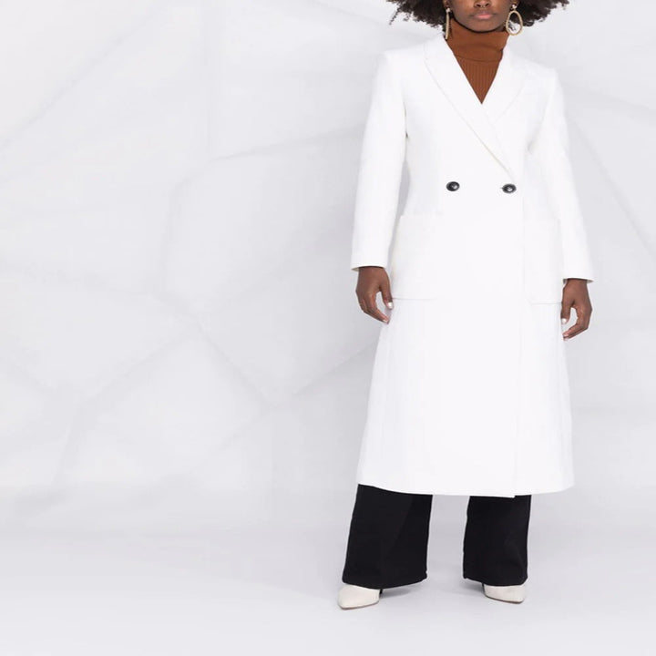 Damen Maxilanger taillierter Wollmix-Mantel im Clean-Tailoring mit betonter Schulter Drune