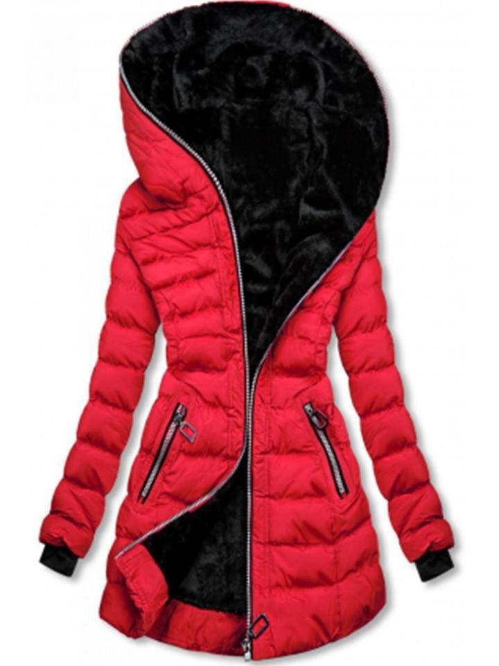 Damen Langjacke mit Kuschelfutter und hohen Kragen Drune