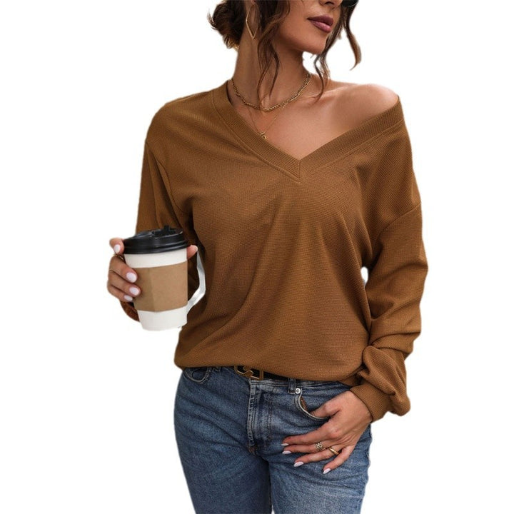 Damen legerer V-Ausschnitt Pullover mit strukturiertem Design Drune
