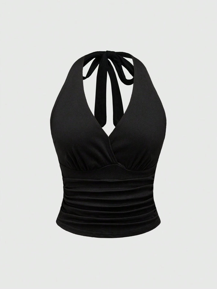 Damen Cut-Out Top mit Leo-Muster Drune