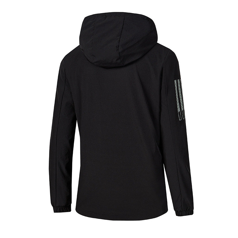 Damen Leichte atmungsaktive Kapuzen-Windjacke mit durchgehendem Reißverschluss und reflektierenden Ärmestreifen Drune
