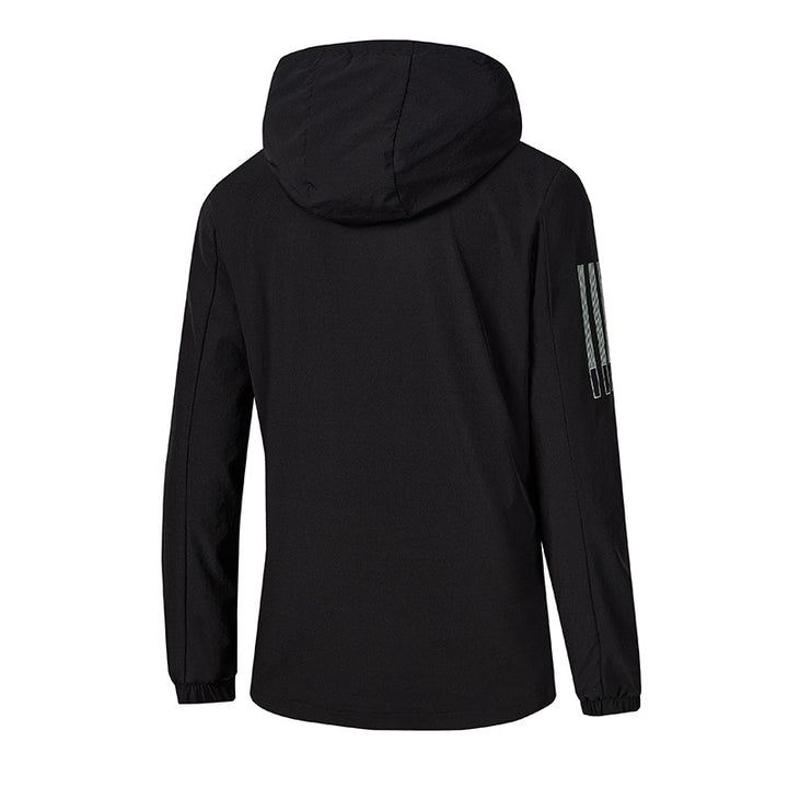 Damen Leichte atmungsaktive Kapuzen-Windjacke mit durchgehendem Reißverschluss und reflektierenden Ärmestreifen Drune
