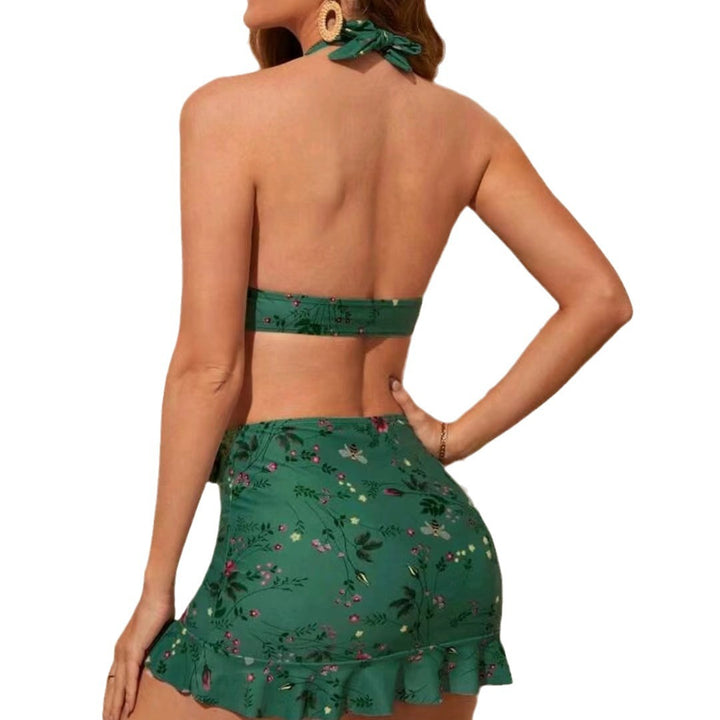 Damen Floral Print Bikini-Set mit Wickelröckchen Drune