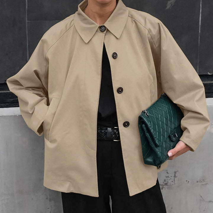 Damen modische Übergangsjacke im lässigen Oversized-Schnitt mit praktischen Taschen Drune