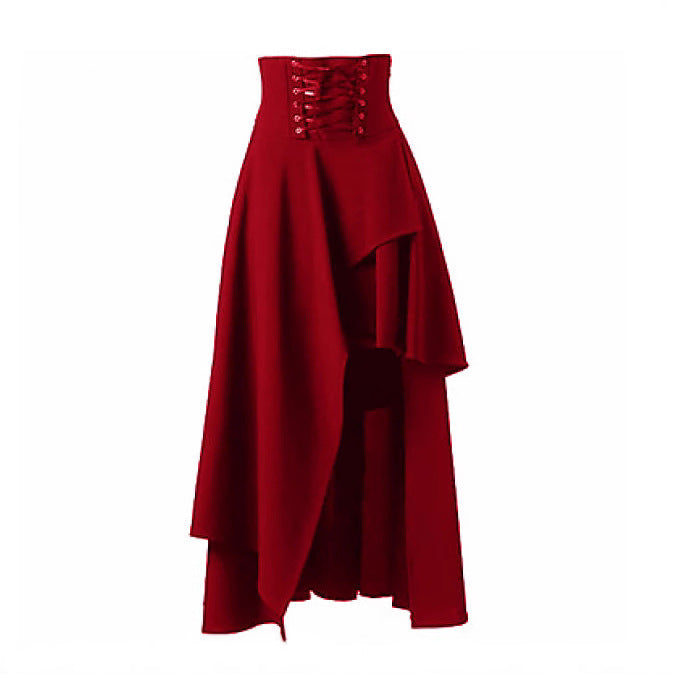 Damen Eleganter asymmetrischer Rock mit Schnürung Drune