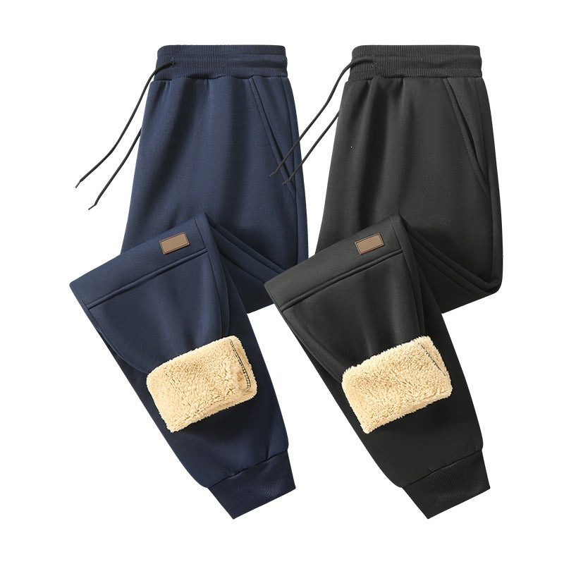 Herren Gefütterte Teddy-Fleece-Jogginghose mit elastischem Kordelbund & konischem Bein Drune