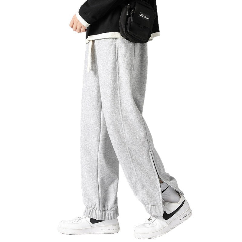 Herren weite Jogginghose mit seitlichem Reißverschluss‑Schlitz, elastischem Bund & Kordelzug Drune