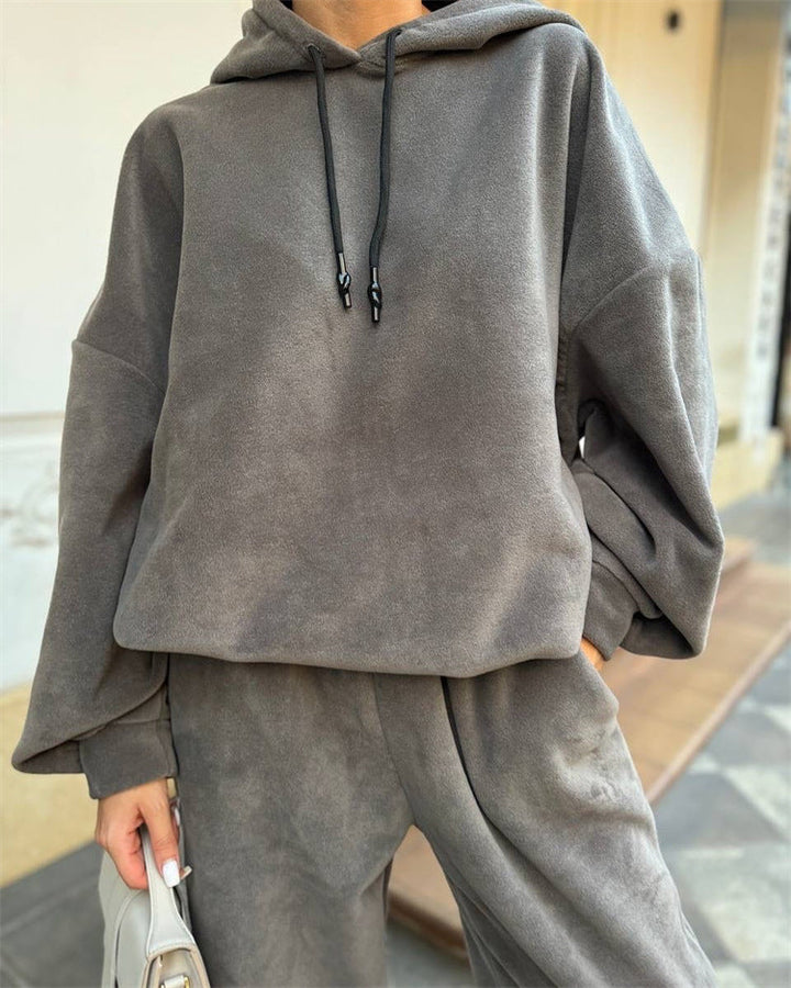 Drune | Crew Polar Fleece Kapuzenpullover und Jogginghose Zweiteiliges Satz