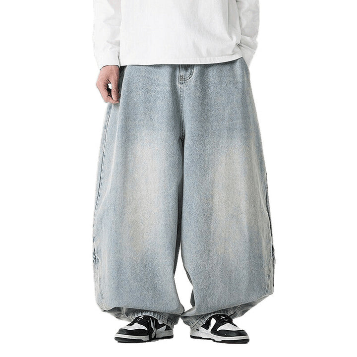 Herren nan extremweit geschnittene Baggy-Jeans mit tiefem Schritt und ballonförmigem Saum Drune