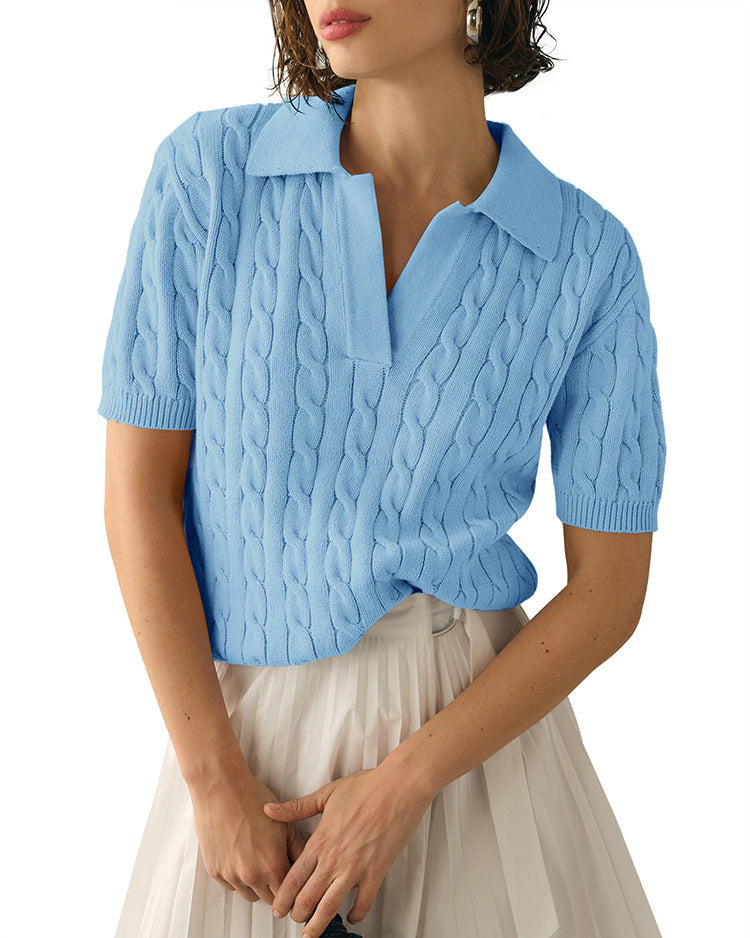 Drune | Polo-Kragen Twist Strickpullover