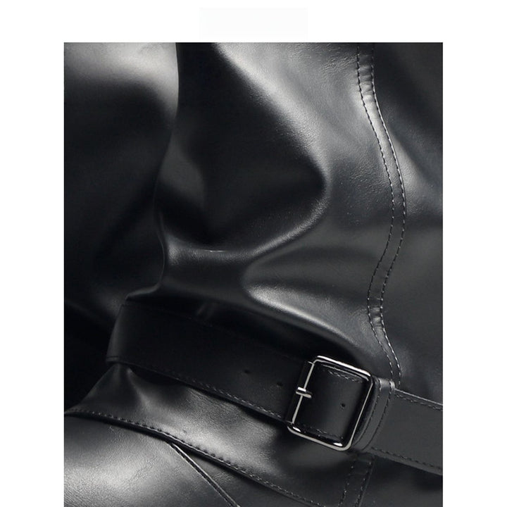 Damen Slouchy Bikerstiefel aus Lederoptik mit verstellbarem Schnallenriemen und mittlerem Blockabsatz Drune