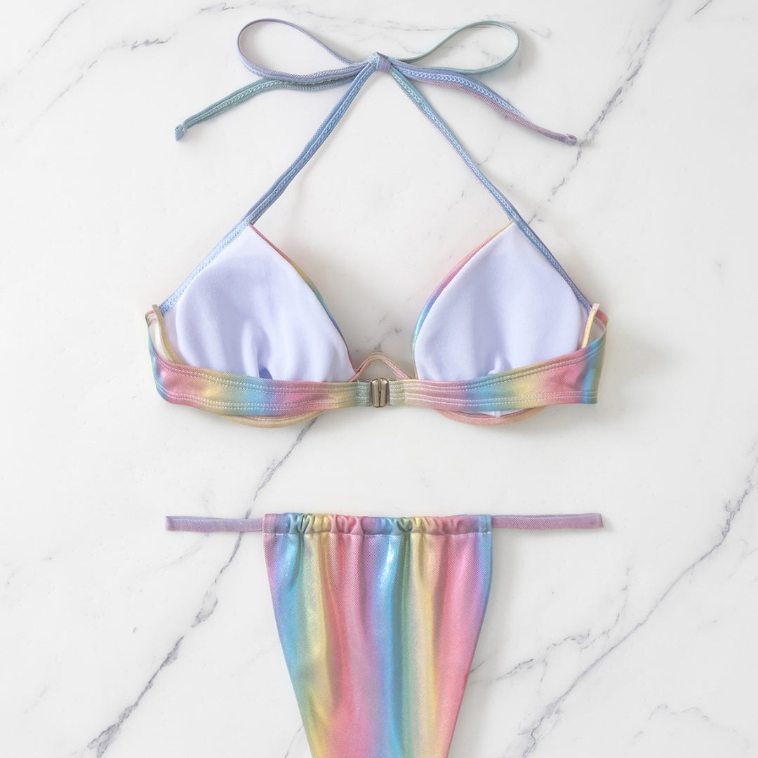 Damen Holographischer Triangel-Bikini Drune