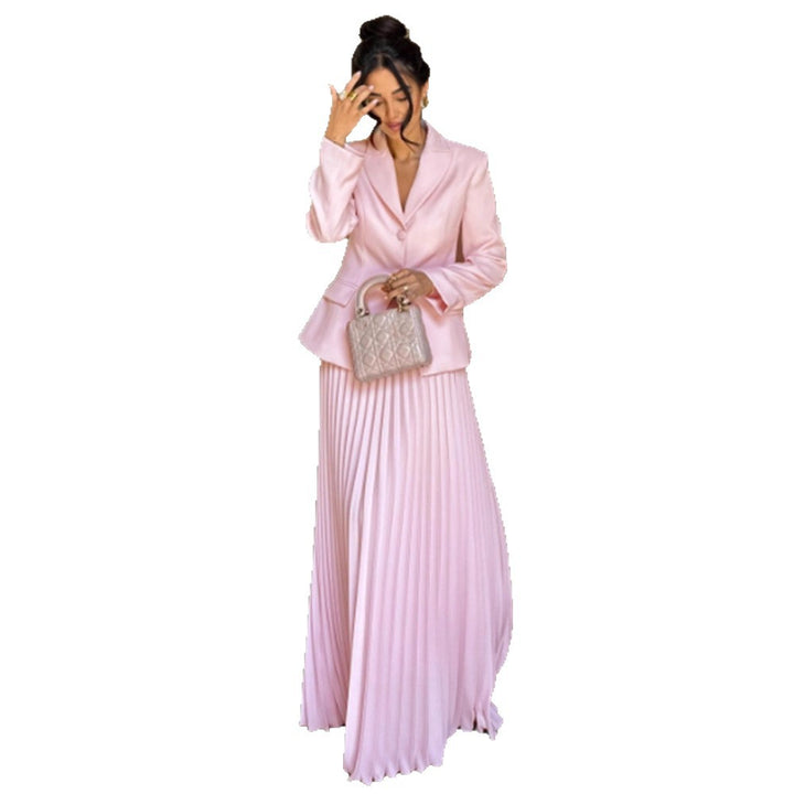 Damen Tailliertes Blazer‑und Midirock‑Set mit Plissee‑Rock & Bindegürtel Drune