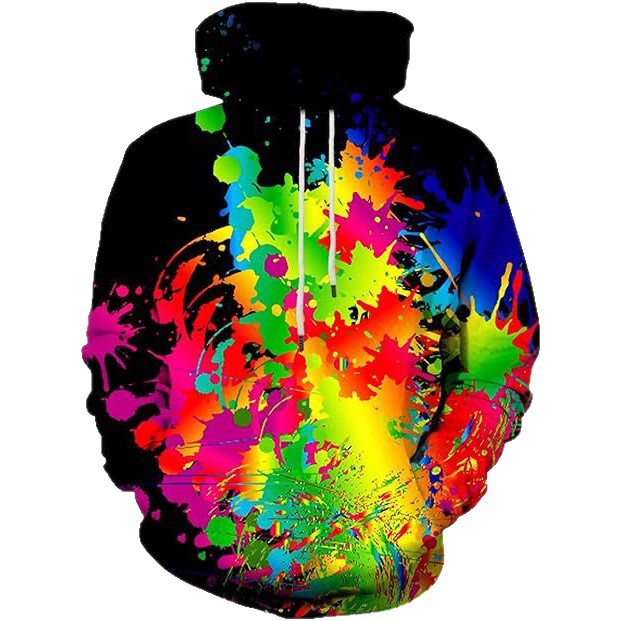 Damen Farbenfroher Hoodie mit kreativen Spritzmotiven Drune
