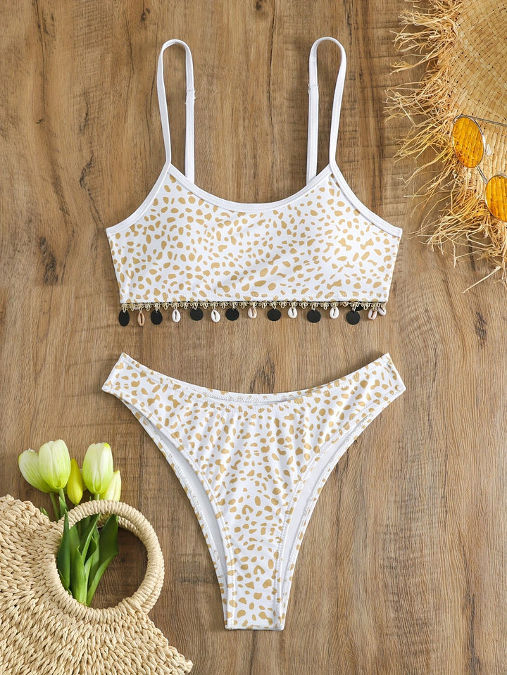 Damen Bikini-Set mit modischem Animal-Print und eleganten Verzierungen Drune