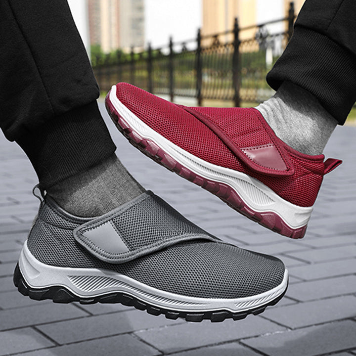 Herren nan atmungsaktiver Slip-On Mesh-Sneaker mit Klettverschluss, gepolsterter Komfortsohle und rutschfester Profilsohle Drune