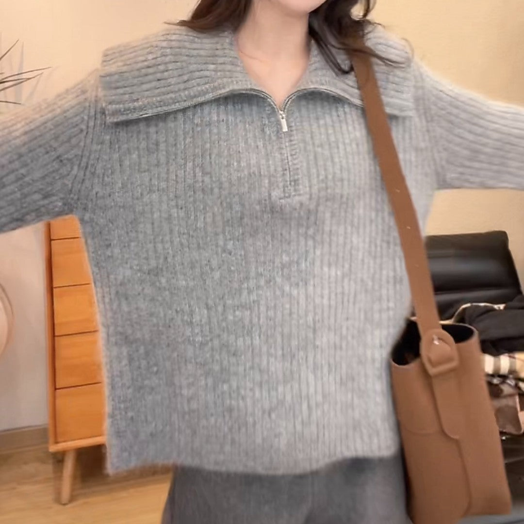 Damen Strickpullover mit weitem Ausschnitt und lässigem Schnitt Drune