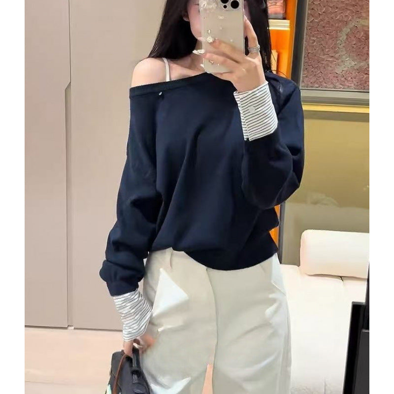 Damen lässiger Pullover mit abnehmbarem Innenarm Drune